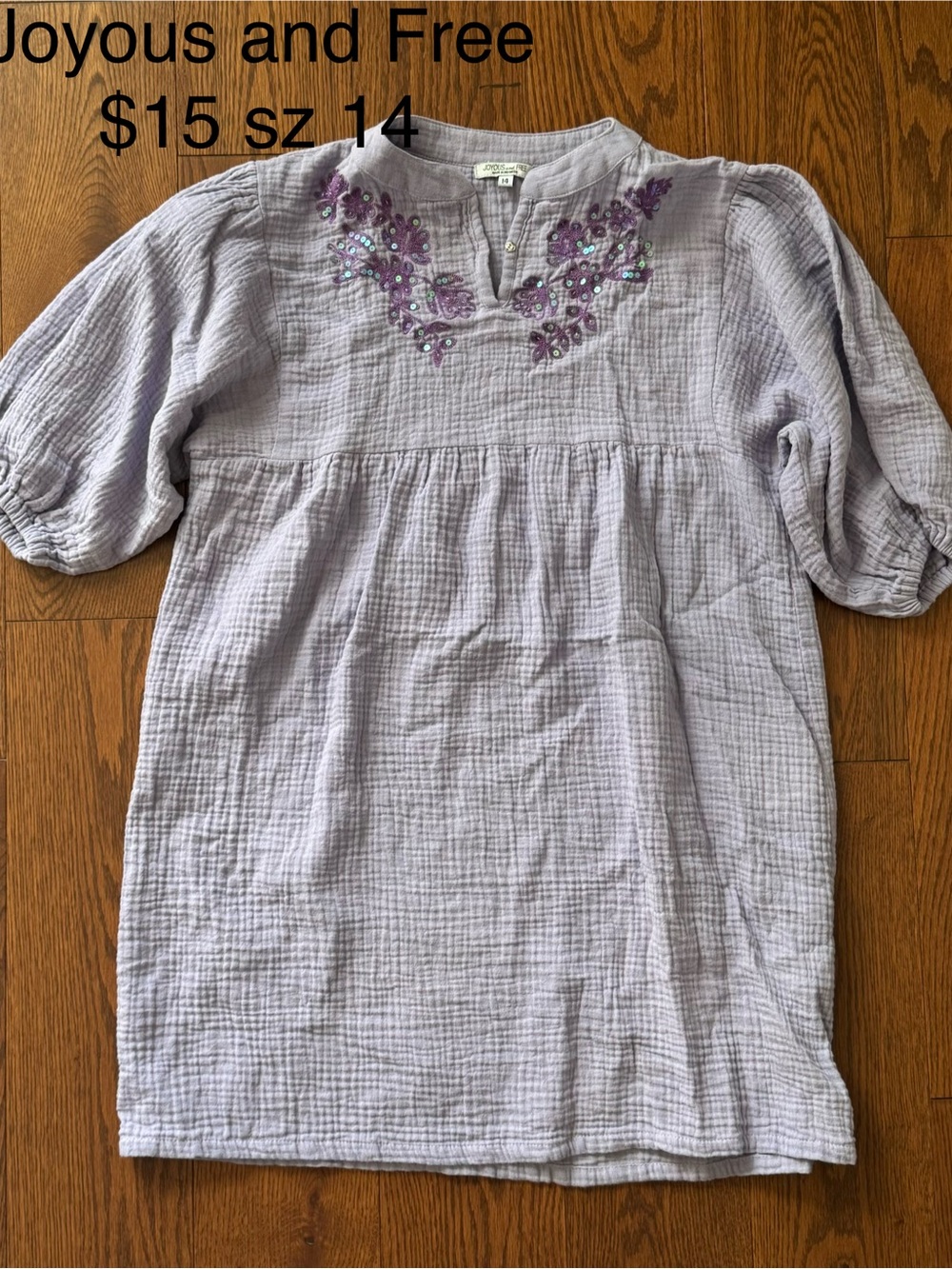 Joyous and Free Kids' Lavender Embroidered Casual Dress